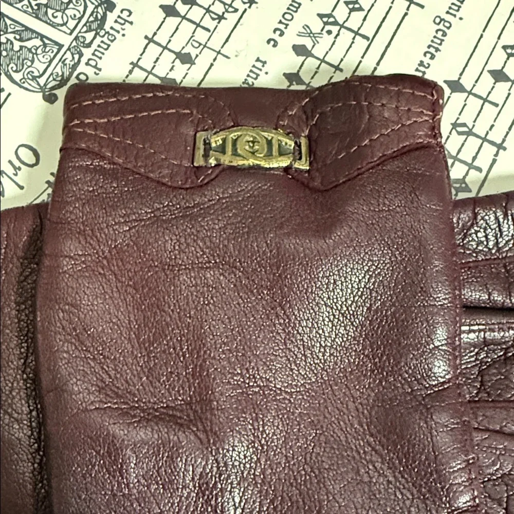 Etienne Aigner Vintage Oxblood Leather Gloves SZ Small